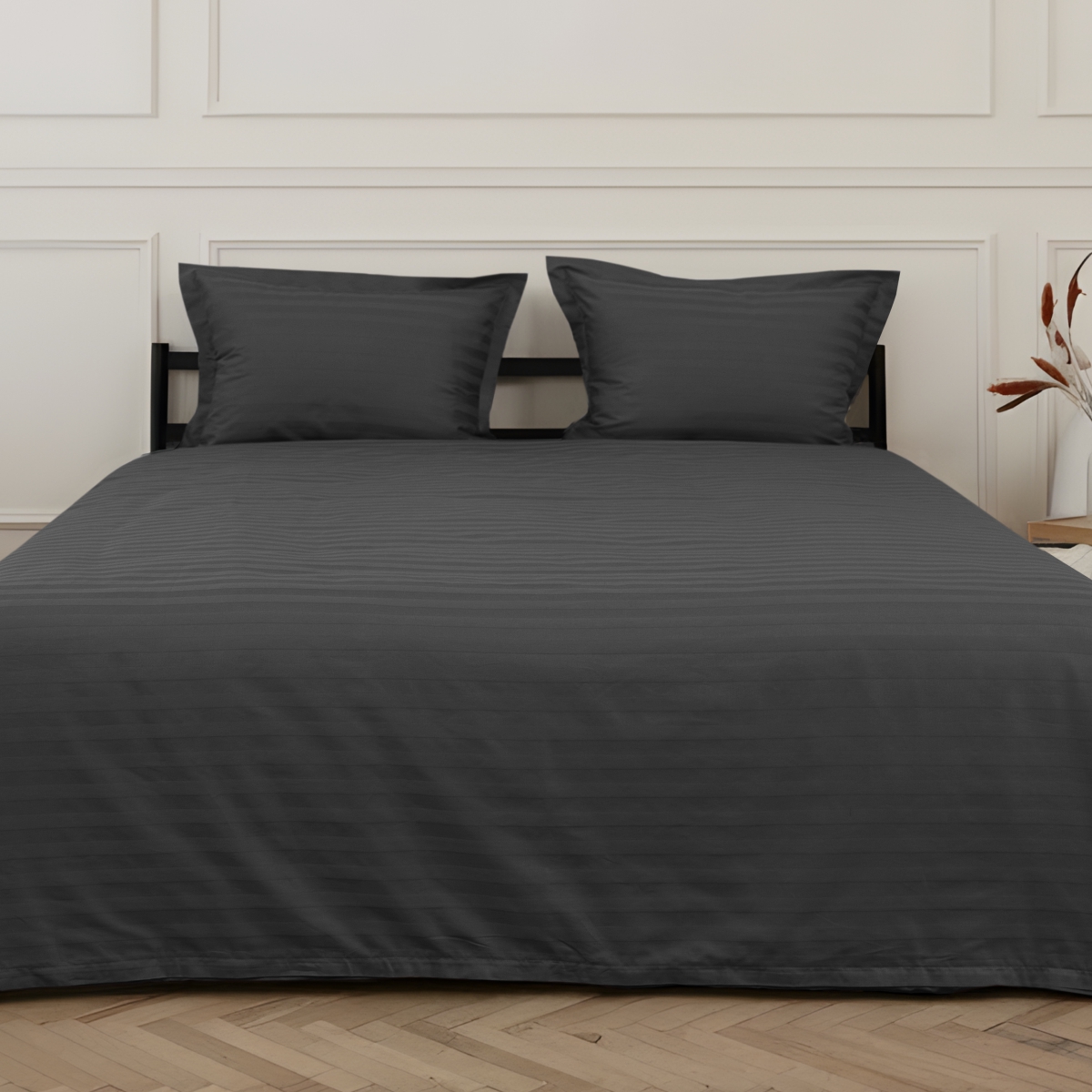 Постельное бельё Cатин | ПОСТЕЛЬНОЕ БЕЛЬЁ СТРАЙП-САТИН ТЕМНО-СЕРЫЙ
